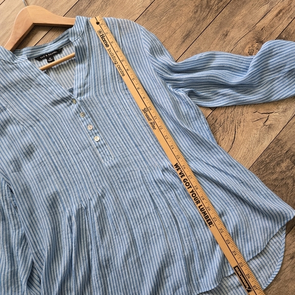 Zac & Rachel Blue And White Striped Womens Medium Blouse - Picture 5 of 10